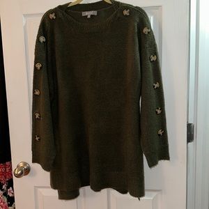 MARLED TUNIC SWEATER. HUNTER GREEN.